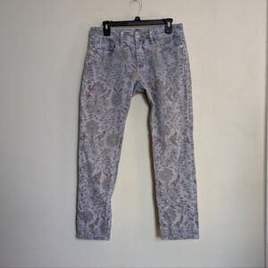 Pilcro Floral Print Slim Boyfriend Ankle Jeans Mid-rise Faded Wash Size 27